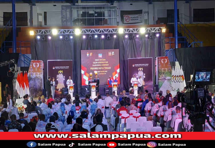 Debat Pertama, Empat Calon Gubernur Dan Wakil Gubernur Papua Tengah Beberkan Visi Dan Misi