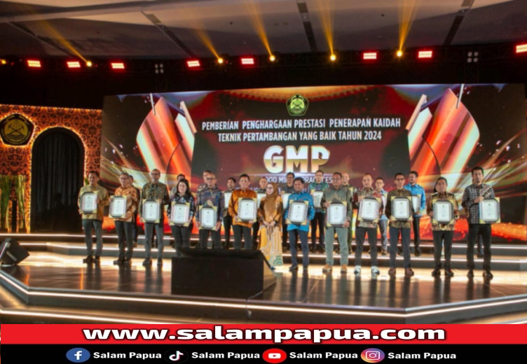 Foto bersama penerima penghargaan Prestasi Penerapan Kaidah Teknik Pertambangan yang Baik Tahun 2024 (Dokumen PTFI)