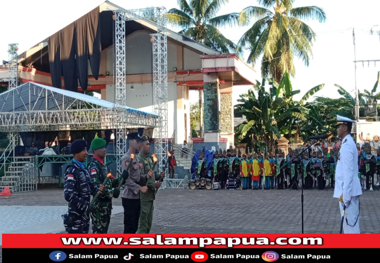 Upacara Taptu Dan Pawai Obor HUT Ke 79 RI Di Mimika Berjalan Hikmat