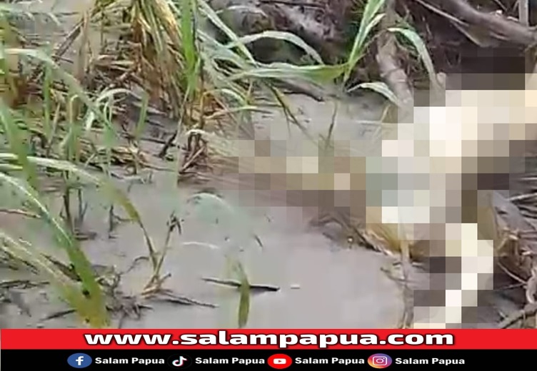Sosok jenazah pria yang ditemukan warga Aparuka (salampapua.com/Foto tangkapan layar dokumen pribadi warga)