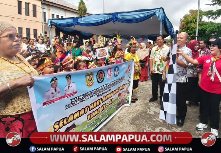 Peringati Hari Anak Nasional 2026, Disdik Mimika Gelar Jalan Santai Untuk Anak TK