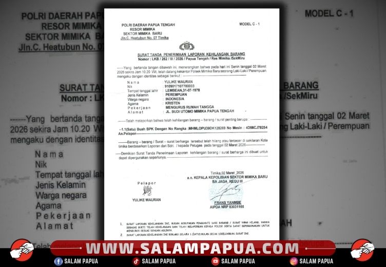 Berita Kehilangan: Sebuah BPKB Milik Yulike Wauran