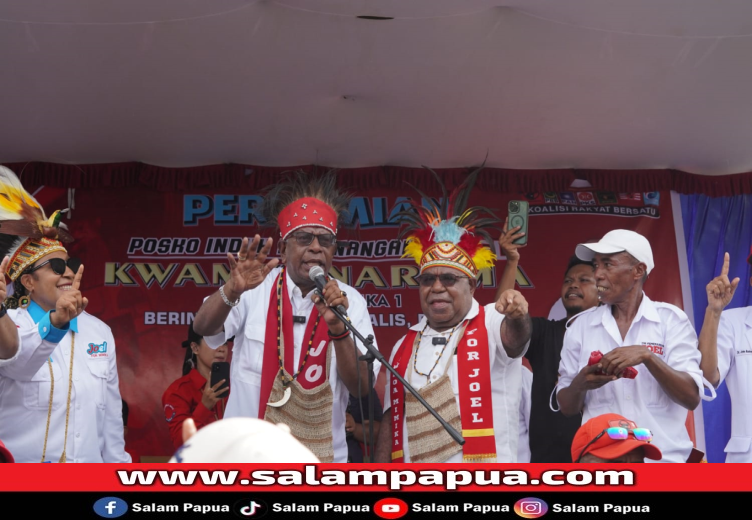 Resmikan Posko Induk JOEL, Ribuan Warga Kwamki Narama Nyatakan Dukungan Penuh