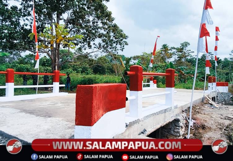 TNI Rampungkan Pembangunan Jembatan Beton Di Kampung Kaugapu, Permudah Akses Warga Mimika Timur