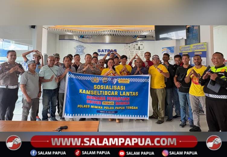 Satlantas Mimika Gandeng Driver Maxim Wujudkan Budaya Tertib Berlalu Lintas