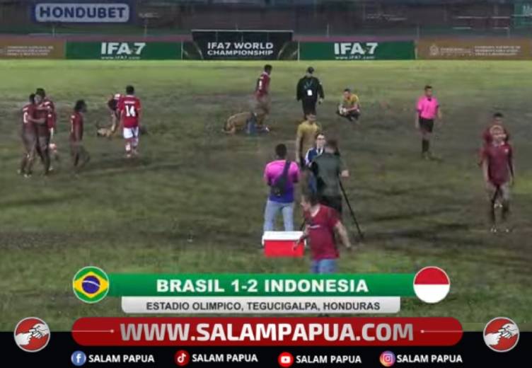Perayaan kemenangan Timnas Mini Soccer Indonesia atas Brazil dengan skor 2-1 pada IFA7 di di Tegucigalpa, Honduras, Amerika Tengah, Minggu (31/5/2026)(Dokumen WBFC)