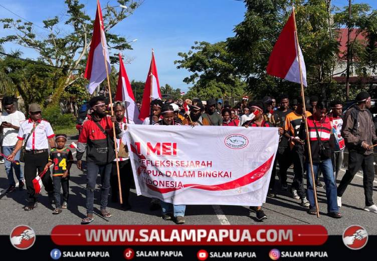 Peringati 1 Mei, Massa Barisan Merah Putih Papua Gelar Aksi Damai Di Timika