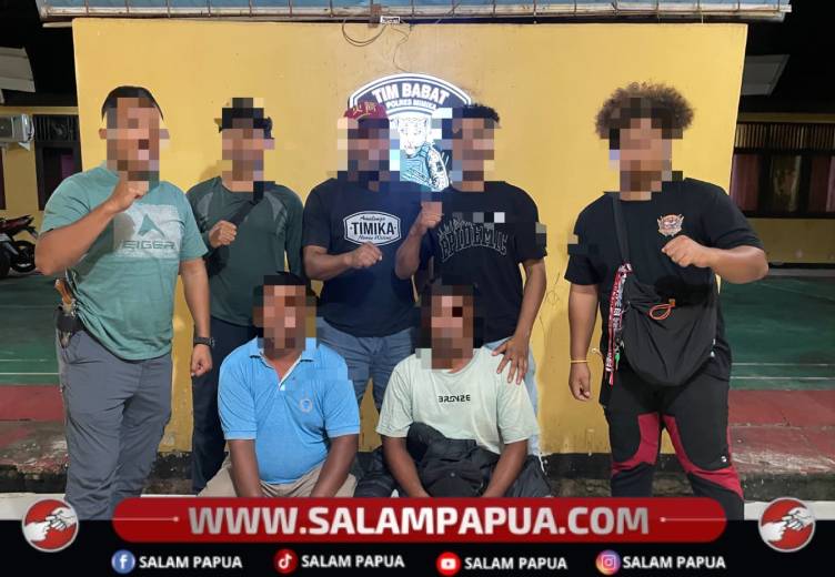 Tim Babat Polres Mimika Amankan Dua Tersangka Pengeroyokan Perempuan Di Jalan Poros Mapurujaya Timika