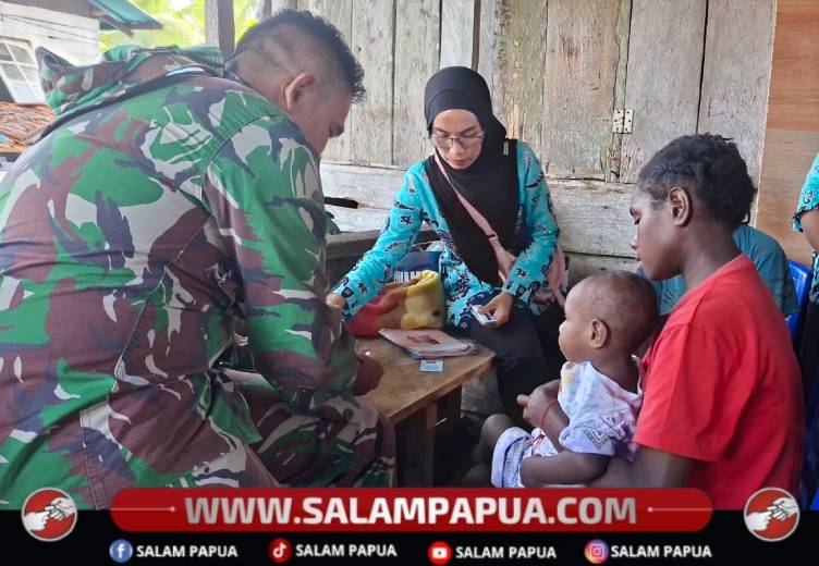 Satgas TMMD Kampung Keakwa Bersama Pustu Perkuat Layanan Dan Edukasi Kesehatan