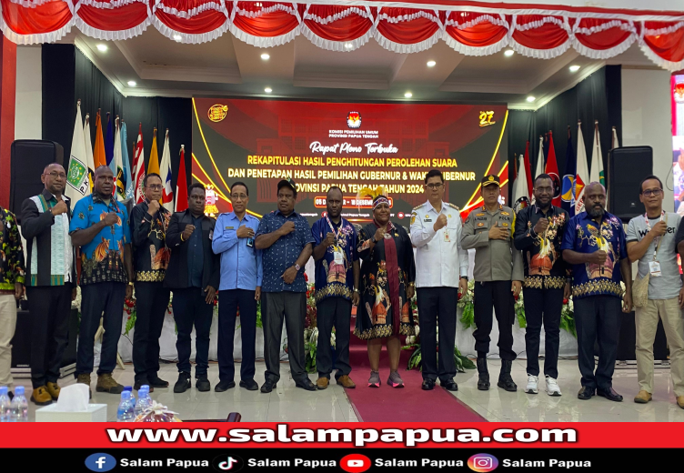 Foto bersama usai Pleno Perolehan Suara Calon Gubernur dan Wakil Gubernur Papua Tengah di Aula RRI Nabire, Rabu (18/12/2024) (Dokumen Pribadi)