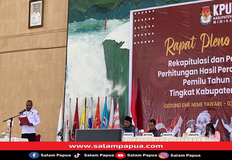 Pleno Rekapitulasi Tingkat Kabupaten Mimika Ditutup, Belum Tetapkan Nama-Nama Terpilih Karena Ada Form Keberatan Saksi