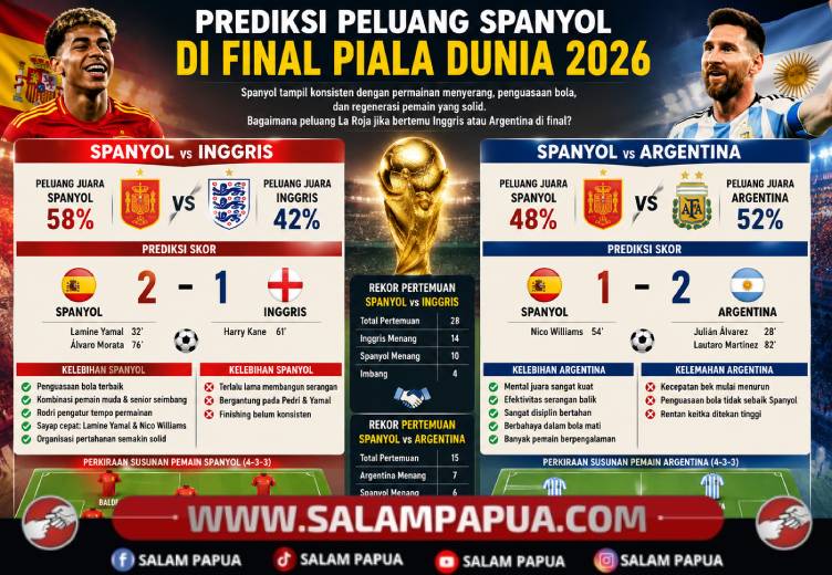 Prediksi Peluang Spanyol Di Final Piala Dunia 2026: Lebih Diunggulkan Lawan Inggris, Ujian Berat Jika Hadapi Argentina