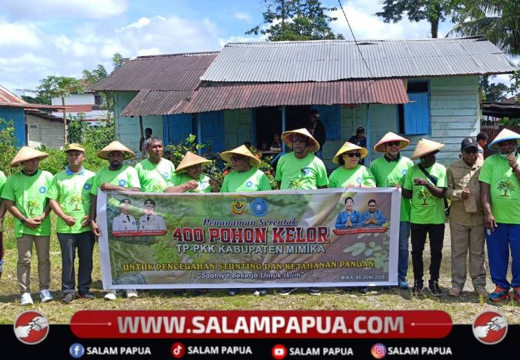 Cegah Stunting Dan Perkuat Ketahanan Pangan, TP-PKK Mimika Tanam 400 Pohon Kelor Di Nawaripi