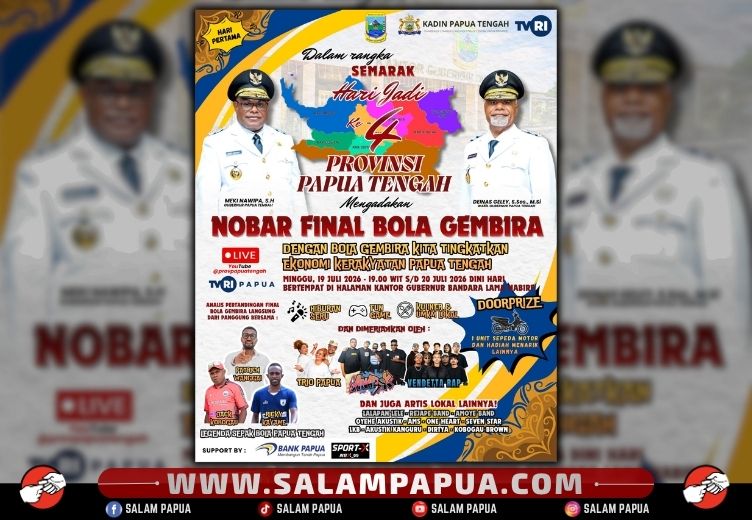 Meriahkan HUT Provinsi Papua Tengah Ke-4, Pemprov Gelar Nobar Final Piala Dunia 2026