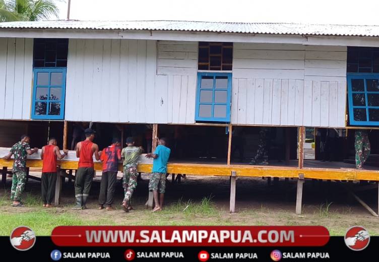 Gotong Royong Pembongkaran Dinding Gereja, Wujud Kebersamaan Satgas TMMD Dan Warga