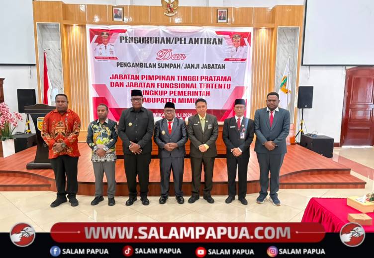 Bupati Mimika Lantik Dwi Cholifah Sebagai Inspektur Definitif, Tiga Jabatan Lain Masih Diisi Plt