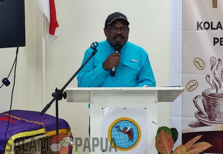 Senior Vice Presiden Community Development PT Freeport Indonesia Nathan Kum saat menyampaikan sambutan (salampapua.com/Evita)