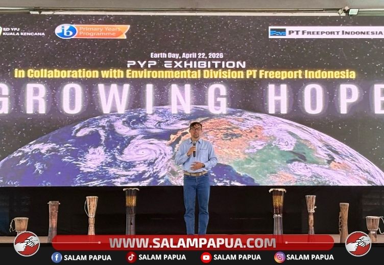 Manajemen Environmental PTFI, Romen Rifian saat memberikan sambutan (salampapua.com/Evita)