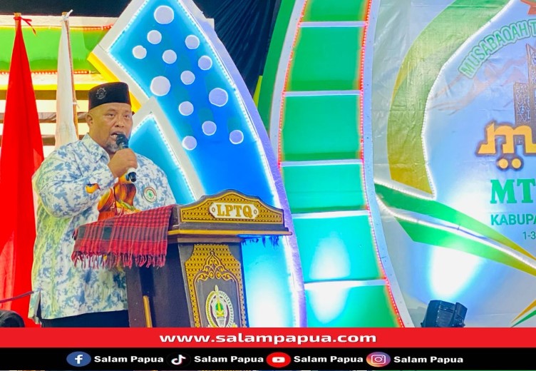 Pembacaan doa oleh Ketua MUI Mimika, H. Muhammad Amin (salampapua.com/Evita)