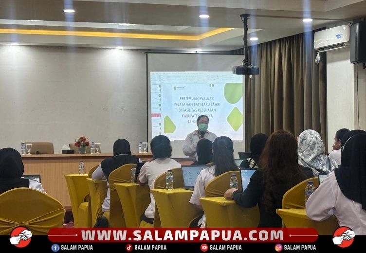 Penyampaian materi evaluasi pelayanan BBL (salampapua.com/Evita)