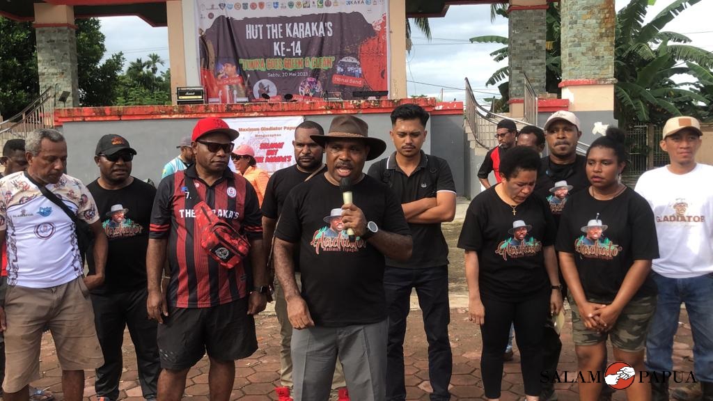Maximus Tipagau saat memberikan sambutan (Foto:salampapua.com/Evita)