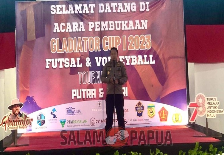 Kapolres Mimika AKBP I Gede Putra saat memberikan sambutan (Foto:salampapua.com/Evita)